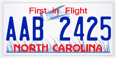 NC license plate AAB2425