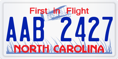 NC license plate AAB2427