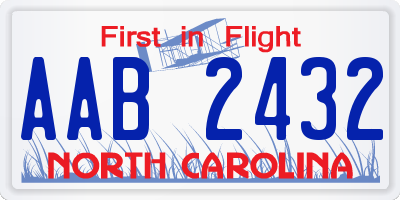 NC license plate AAB2432