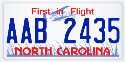 NC license plate AAB2435