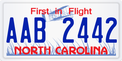 NC license plate AAB2442