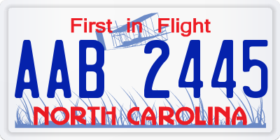 NC license plate AAB2445