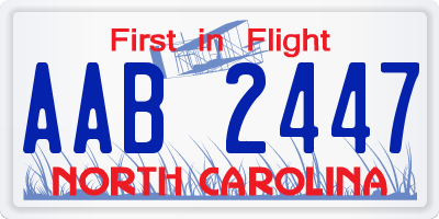 NC license plate AAB2447