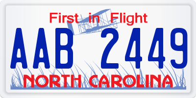 NC license plate AAB2449