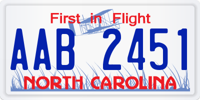 NC license plate AAB2451