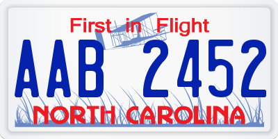 NC license plate AAB2452