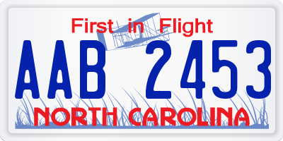 NC license plate AAB2453