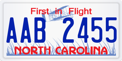 NC license plate AAB2455