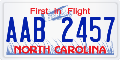 NC license plate AAB2457