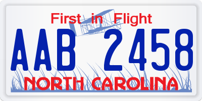NC license plate AAB2458