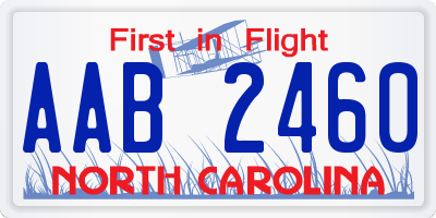 NC license plate AAB2460