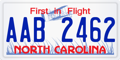 NC license plate AAB2462