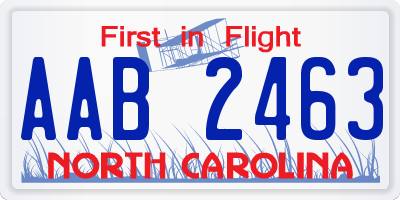 NC license plate AAB2463