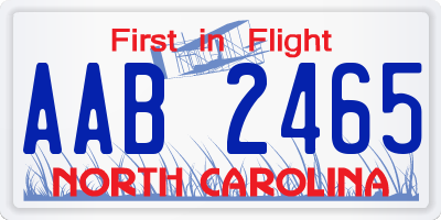 NC license plate AAB2465