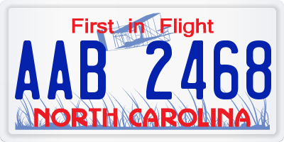 NC license plate AAB2468