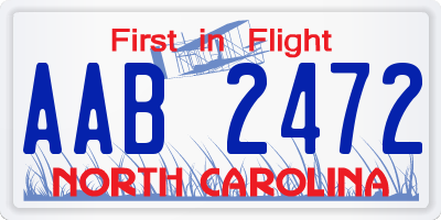 NC license plate AAB2472