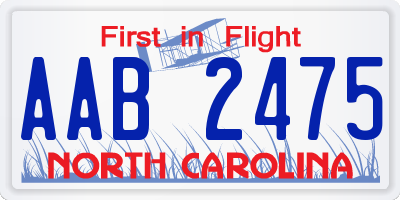 NC license plate AAB2475