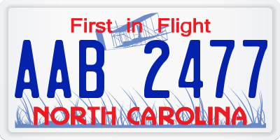 NC license plate AAB2477