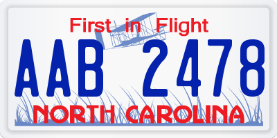 NC license plate AAB2478