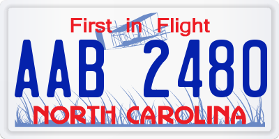 NC license plate AAB2480