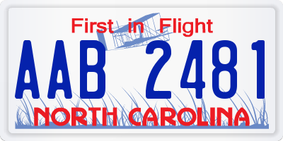 NC license plate AAB2481