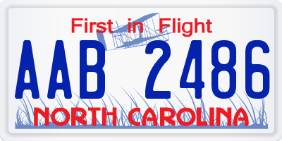 NC license plate AAB2486