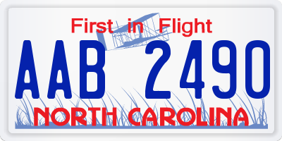 NC license plate AAB2490