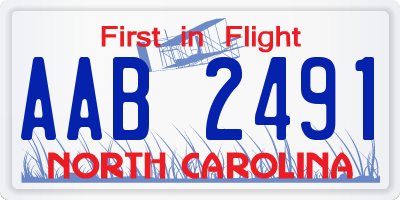 NC license plate AAB2491