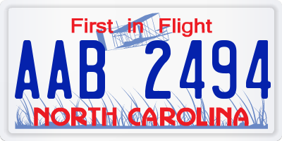 NC license plate AAB2494