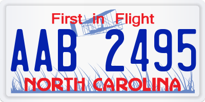 NC license plate AAB2495