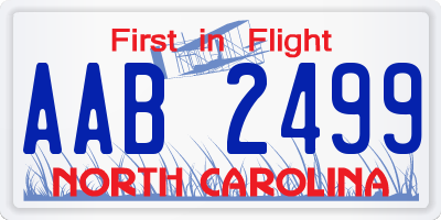 NC license plate AAB2499