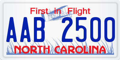 NC license plate AAB2500
