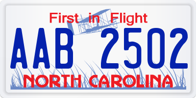 NC license plate AAB2502