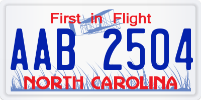 NC license plate AAB2504