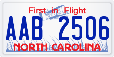 NC license plate AAB2506