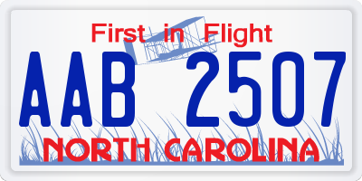 NC license plate AAB2507