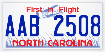 NC license plate AAB2508