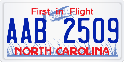 NC license plate AAB2509