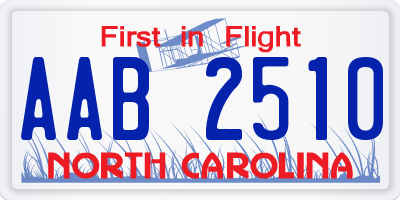 NC license plate AAB2510