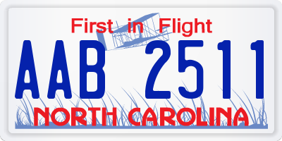 NC license plate AAB2511