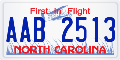 NC license plate AAB2513