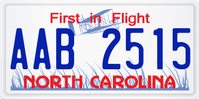 NC license plate AAB2515