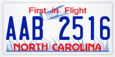 NC license plate AAB2516