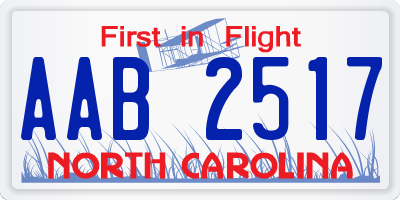 NC license plate AAB2517