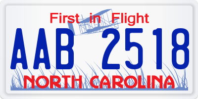 NC license plate AAB2518