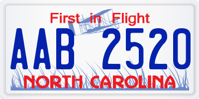 NC license plate AAB2520