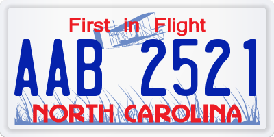 NC license plate AAB2521