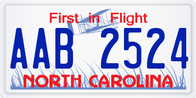 NC license plate AAB2524