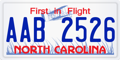 NC license plate AAB2526