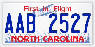 NC license plate AAB2527